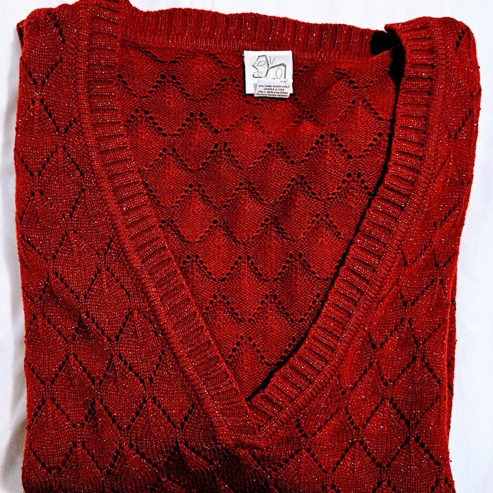 AMERICAN VINTAGE, SHIMMERY RED SWEATER - PLUS SIZE